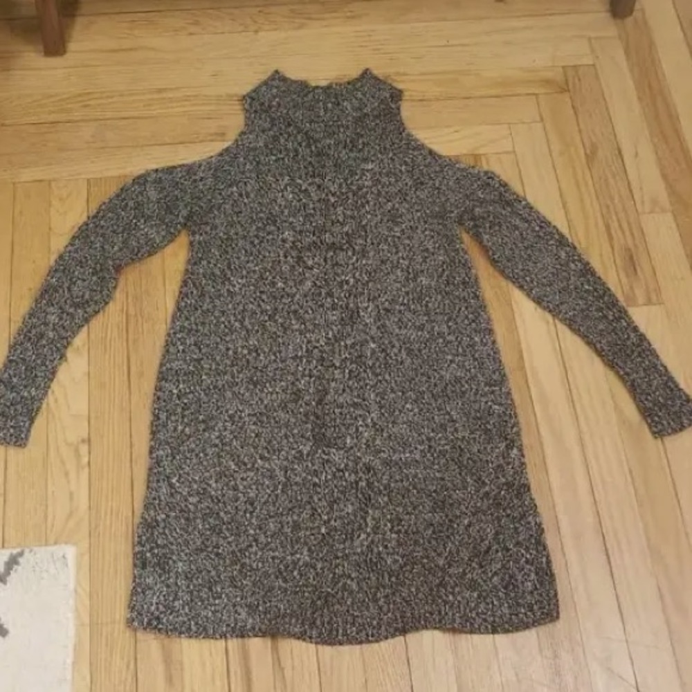 Express cold shoulder cable knit grey sweater dress size L